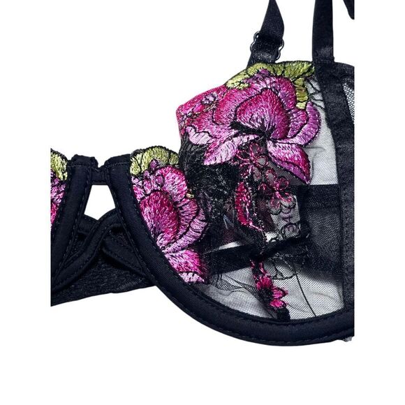 NWT Adored By Adore Me Women's Jamilla Unlined Underwire Bra Lace Black 34C - Picture 4 of 9